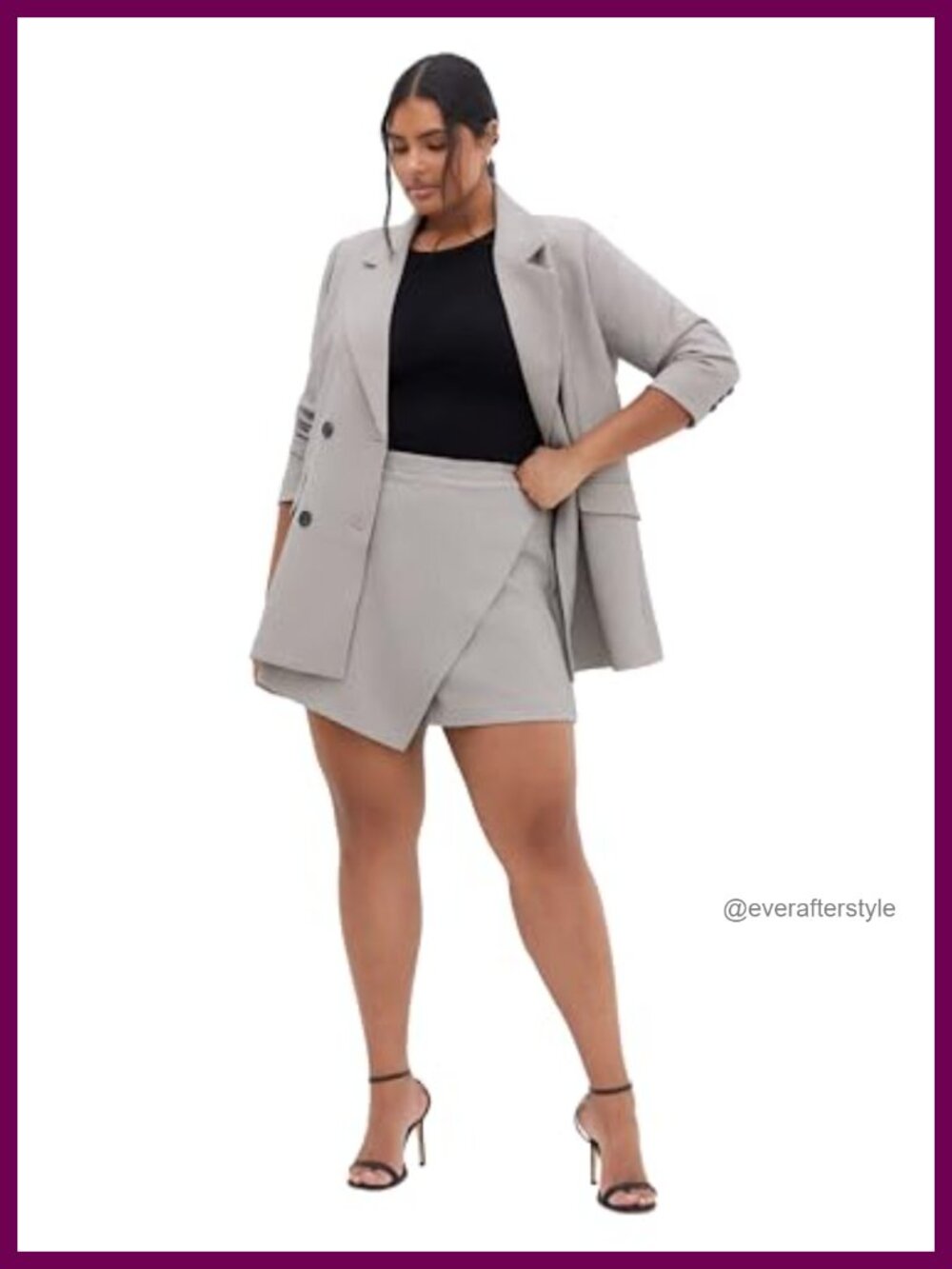 Plus Size Houndstooth Skort Faux Wrap Mini Check Active Skirt